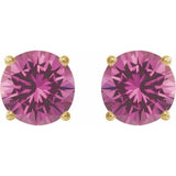 14K Yellow 7 mm Lab-Grown Pink Sapphire Earrings