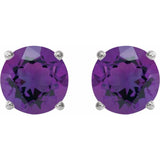 14K White 8 mm Natural Amethyst Earrings
