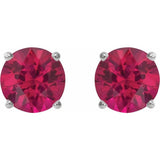 Platinum 6 mm Lab-Grown Ruby Earrings