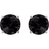 Platinum 6 mm Natural Black Onyx Earrings
