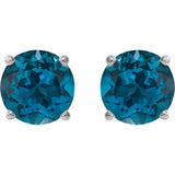 Sterling Silver 6 mm Natural London Blue Topaz Earrings