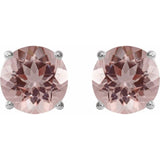 Platinum 6 mm Natural Pink Morganite Earrings