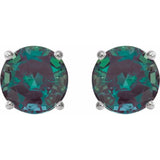 Sterling Silver 6 mm Lab-Grown Alexandrite Earrings