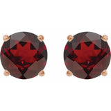 14K Rose 7 mm Natural Mozambique Garnet Earrings
