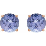 14K Rose 7 mm Natural Tanzanite Earrings