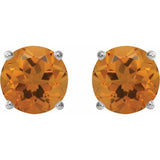 14K White 8 mm Natural Citrine Earrings