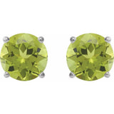 14K White 8 mm Natural Peridot Earrings