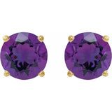 14K Yellow 6 mm Natural Amethyst Earrings