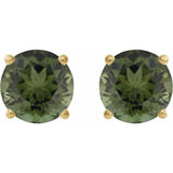 14K Yellow 6 mm Natural Green Tourmaline Earrings