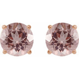 14K Rose 7 mm Natural Pink Morganite Earrings