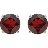 14K White 7 mm Natural Mozambique Garnet Earrings