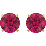 14K Yellow 7 mm Lab-Grown Ruby Earrings