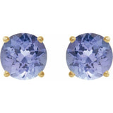 14K Yellow 7 mm Natural Tanzanite Earrings