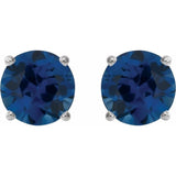Platinum 7 mm Lab-Grown Blue Sapphire Earrings
