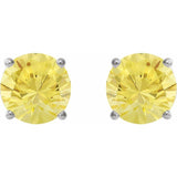 Platinum 7 mm Lab-Grown Yellow Sapphire Earrings
