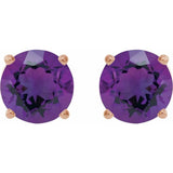 14K Rose 8 mm Natural Amethyst Earrings