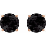 14K Rose 8 mm Natural Black Onyx Earrings