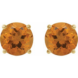 14K Yellow Gold 8 mm Natural Citrine Earrings