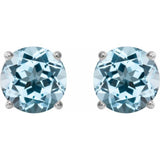 Sterling Silver 8 mm Natural Sky Blue Topaz Earrings