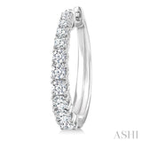 1 1/2 Ctw Graduated Round Cut Diamond Fashion Hoop Earrings in 14K White Gold
