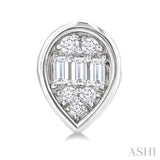 1/5 Ctw Petite Bezel Set Pear Shape Fusion Baguette and Round Cut Diamond Fashion Stud Earring in 10K White Gold