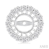 1 1/10 Ctw Round Cut Diamond 6.5MM Round Earrings Jacket in 14K White Gold