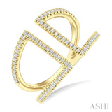 1/3 Ctw Geometric Wide Split Lightweight Round Cut Diamond Open Fashion Ring in 10K Yellow Gold