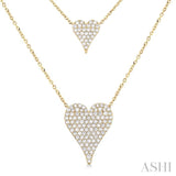 3/4 Ctw 2-Layered Heart Shape Single Cut Diamond Fashion Necklace in 14K Yellow Gold