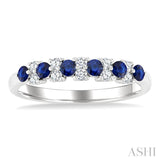 2.3 MM Sapphire and 1/5 Ctw Round Cut Diamond Precious Band in 14K White Gold