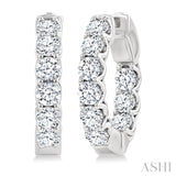 3 Ctw Inside-Out Embellished Round Cut Diamond Hoop Earrings in 14K White Gold