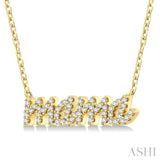1/5 Ctw 'mama' Script Round Cut Diamond Necklace in 10K Yellow Gold