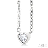 1/6 Ctw Petite Bezel Set Heart Shape Diamond Fashion Pendant With Chain in 10K White Gold