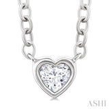 1/6 Ctw Petite Bezel Set Heart Shape Diamond Fashion Pendant With Chain in 10K White Gold