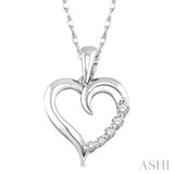 1/10 Ctw Round Cut Diamond Heart Shape Journey Pendant in 14K White Gold with Chain