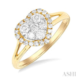 1/2 Ctw Heart Shape Lovebright Round Cut Diamond Engagement Ring in 14K Yellow & White gold
