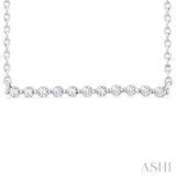 1/10 Ctw Petite Bar Round Cut Diamond Pendant With Chain in Sterling Silver