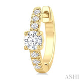 3/8 Ctw Round Shape Round Cut Diamond Fashion Huggie Petite Earrings in 14K Yellow Gold