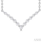 1/8 Ctw Petite Chevron Round Cut Diamond Pendant With Chain in Sterling Silver