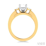 1/4 ctw Emerald Shape Trillion and Round Cut Diamond Semi Mount Engagement Ring in 14K Yellow and White Gold