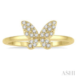 1/6 Ctw Butterfly Motif Round Cut Diamond Petite Fashion Ring in 10K Yellow Gold