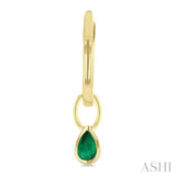 5x3 MM Bezel Set Pear Cut Emerald Precious Fashion Huggie Earrings in 10K Yellow Gold