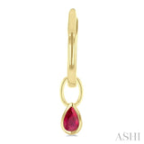 5x3 MM Bezel Set Pear Cut Ruby Precious Fashion Huggie Earrings in 10K Yellow Gold