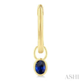 5x3 MM Bezel Set Oval Cut Sapphire Precious Fashion Huggie Earrings in 10K Yellow Gold