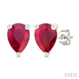 5X3 MM Pear Shape Ruby Precious Stud Earrings in 14K White Gold