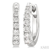 1/4 Ctw Graduated Round Cut Diamond Fashion Huggies in 14K White Gold