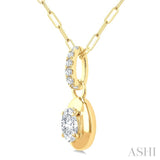 1/4 Ctw Dome Oval and Round Cut Diamond Fashion Pendant With Paperclip Chain in 14K Yellow Gold