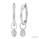 1/3 Ctw Bezel Set Pear Cut Diamond Huggie Earrings in 14K White Gold