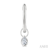 1/3 Ctw Bezel Set Pear Cut Diamond Huggie Earrings in 14K White Gold