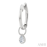 1/3 Ctw Bezel Set Pear Cut Diamond Huggie Earrings in 14K White Gold