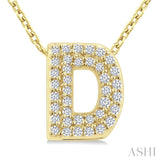 1/8 Ctw Bubble Accent Initial 'D' Round Cut Diamond Fashion Pendant With Chain in 10K Yellow Gold